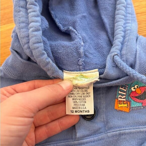 Sesame Street Vintage Elmo Big Bird Blue Hoodie - Picture 4 of 5